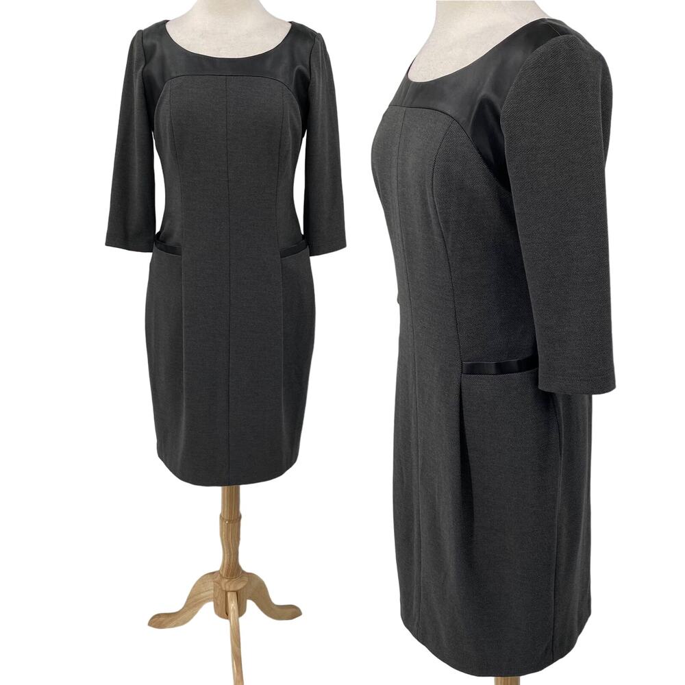 Kay Unger Black and Gray Midi Dress